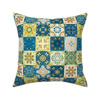 portuguese tilesor cheater quilt blue 10.5 inch
