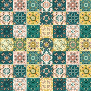 portuguese tiles or cheater quilt petrol 10.5 inch