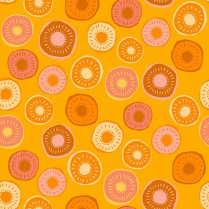 Retro floral - orange - medium