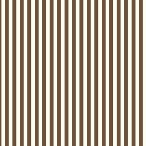 Extra small Cabana stripe - brown on cream white - Candy stripe - Awning stripes - Striped wallpaper