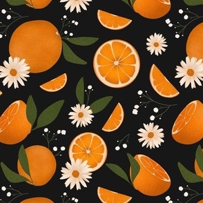 Juicy Citrus - oranges - on black