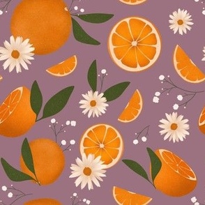 Juicy Citrus - oranges - on purple