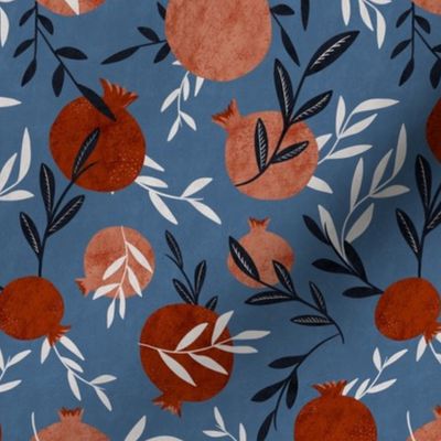 branches & pomegranates - blue