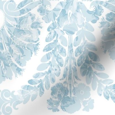 Bergen Damask aqua floral 