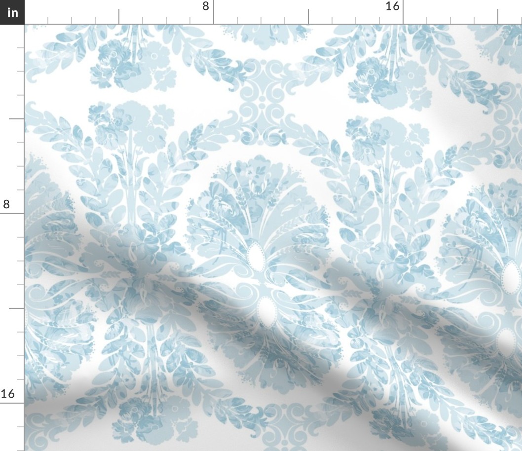 Bergen Damask aqua floral 