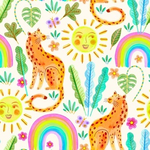 Cheetah Rainbow Jungle offwhite