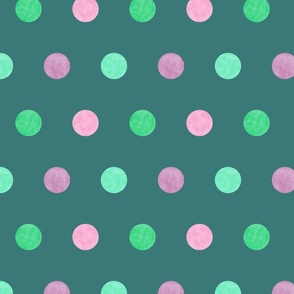 polka dot - green & pink - large 