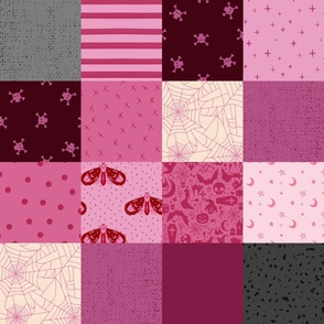 8” Pink Halloween Patchwork - Magenta/Sherbert