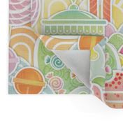 I WAAANT CAAANDY!!!!!- I Want Candy Large- Soft Pastel Rainbow Colors- Cupcake- Candy Cane- Gumball Machine- Candy Bar- Nursery Wallpaper-Kids Wallpaper- Sweet Treats- Baby- Gender Neutral