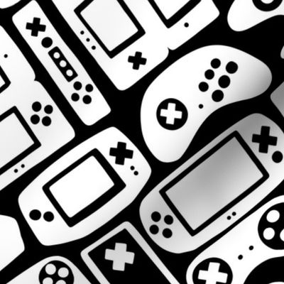  Video Game Controllers Black & White 2X