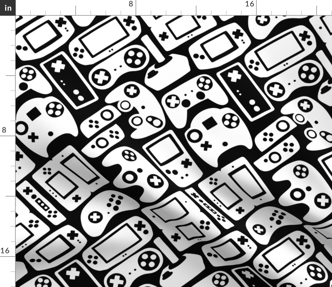  Video Game Controllers Black & White 2X