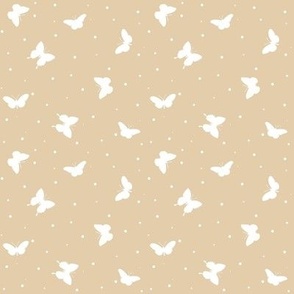 Silhouette Butterflies white on taupe - tiny scale