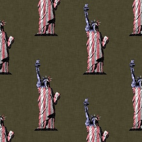 Statue of Liberty USA Patriotic On Khaki