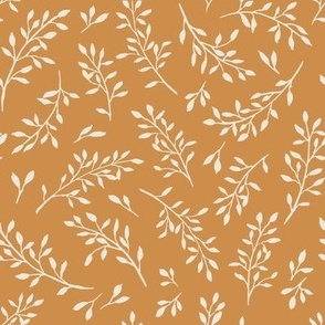 Cream Branches on Gold - 8" repeat