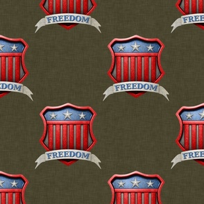 USA Patriotic Shield of Freedom on Khaki