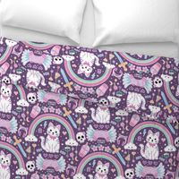 Kawaii gamer with cat - cute pink and purple kidult Japanese, Korean cartoon style - large