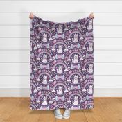 Kawaii gamer with cat - cute pink and purple kidult Japanese, Korean cartoon style - large