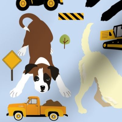 Puppies Playing with Trucks and Tractors