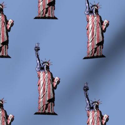 Small Statue of Liberty USA Patriotic on Blue