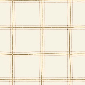 Organic Grid in Golden Hour - Playful Textured Plaid in Pink and Yellow  on a Cream Background | Large