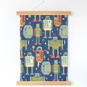 Retro Mod Tin Toy Bot Collection M+M Navy Blue Medium by Friztin