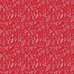 Monochrome Scandi Leaves in Red
