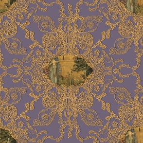 Vintage Gold Arabesque Ornament Amethyst Violet