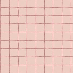 Simple Grid Check Viva Magenta on Pale Dogwood Small | Pantone Color of the Year 2023