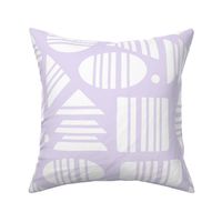 Kidult White Abstract Striped Geometrics Blocks on Mauve Lilac Purple by Angel Gerardo - Large Scale