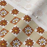 Brown Daisies Gingham