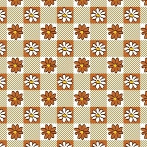 Brown Daisies Gingham