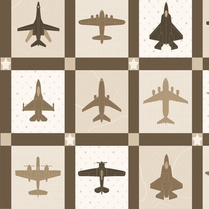 airforce cheater quilt in sepia