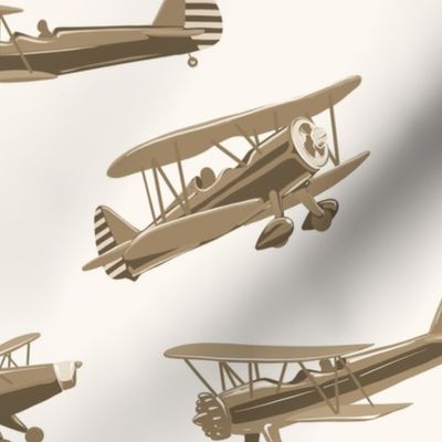 various biplanes in sepia tone