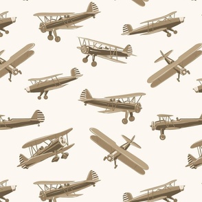 various biplanes in sepia tone