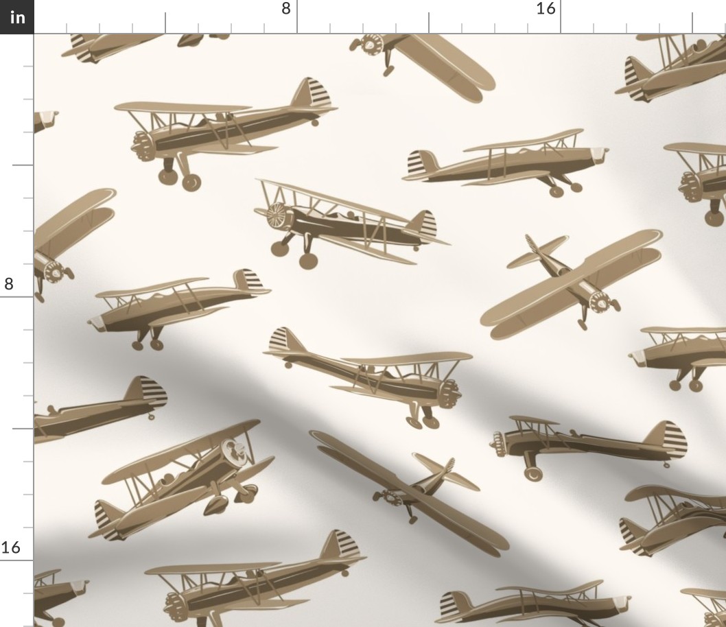 various biplanes in sepia tone