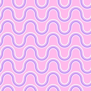 Retro roller waves lilac purple pink on candy pink by Jac Slade