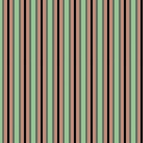 Green Graphic Flowers - Stripes in Light Sienna, Grean Tea, and Porpoise Grey with Black