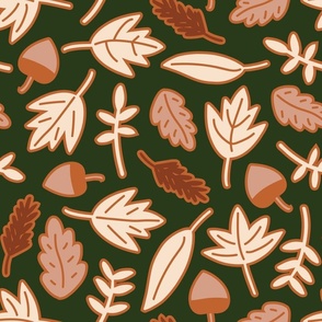 fall leaves in green