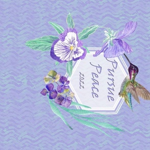 Hummingbird, pansies, hydrangeas- Pursue Peace -Make pillows