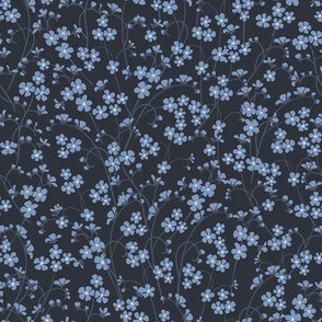 A pattern of magical forget-me-not flowers