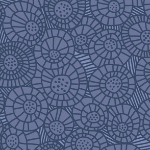 (large) Going in circles in dark blue - a hand drawn pattern inspired by nature
