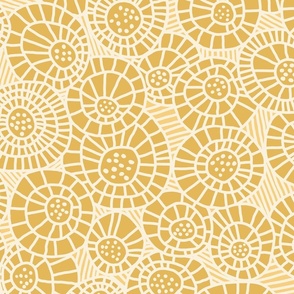 (large) Going in circles in dark yellow- a hand drawn pattern inspired by nature