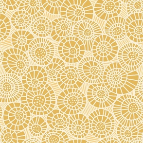(medium) Going in circles in dark yellow- a hand drawn pattern inspired by nature