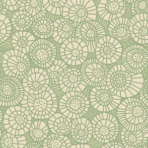 (medium) Going in circles in light green - a hand drawn pattern inspired by nature