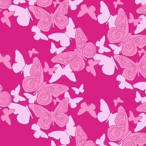 medium- Fluttering Butterfly Silhouettes-pink and magenta