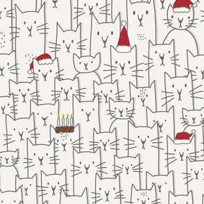 (large) Christmas Kittens - Cute hand drawn cats in christmas outfits