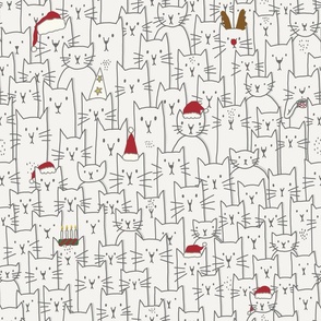 (medium) Christmas Kittens - Cute hand drawn cats in christmas outfits