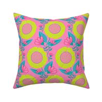 Cheerful Checks floral - bright pink - medium