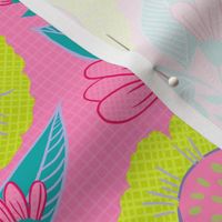 Cheerful Checks floral - bright pink - medium