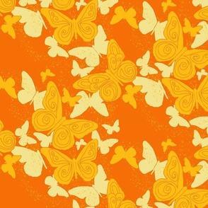 medium- Fluttering Butterfly Silhouettes-with sprinkles-yellow and orange